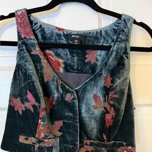 Floral Velvet Crop Top & Skirt Matching Set